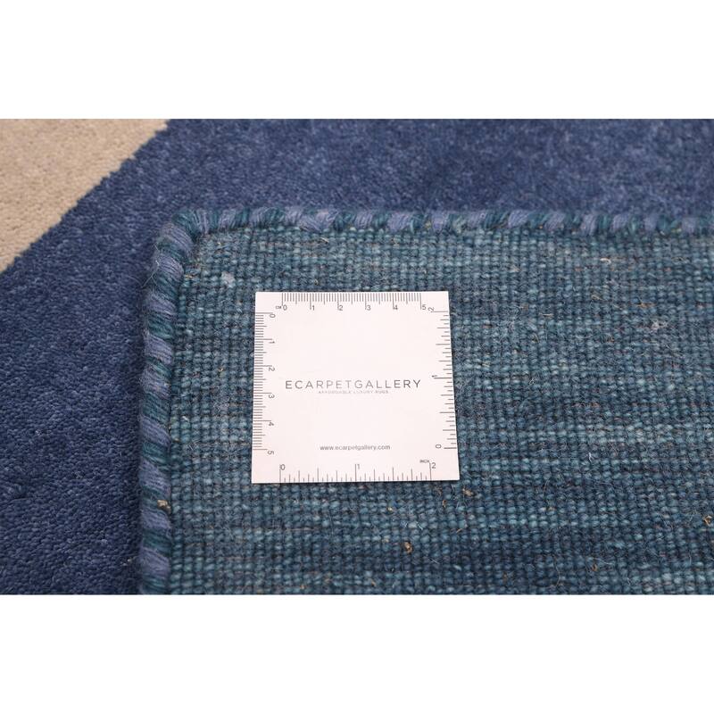 ECARPETGALLERY Hand Loomed Kashkuli Gabbeh Grey, Navy Wool Rug - 6'7 x 9'9