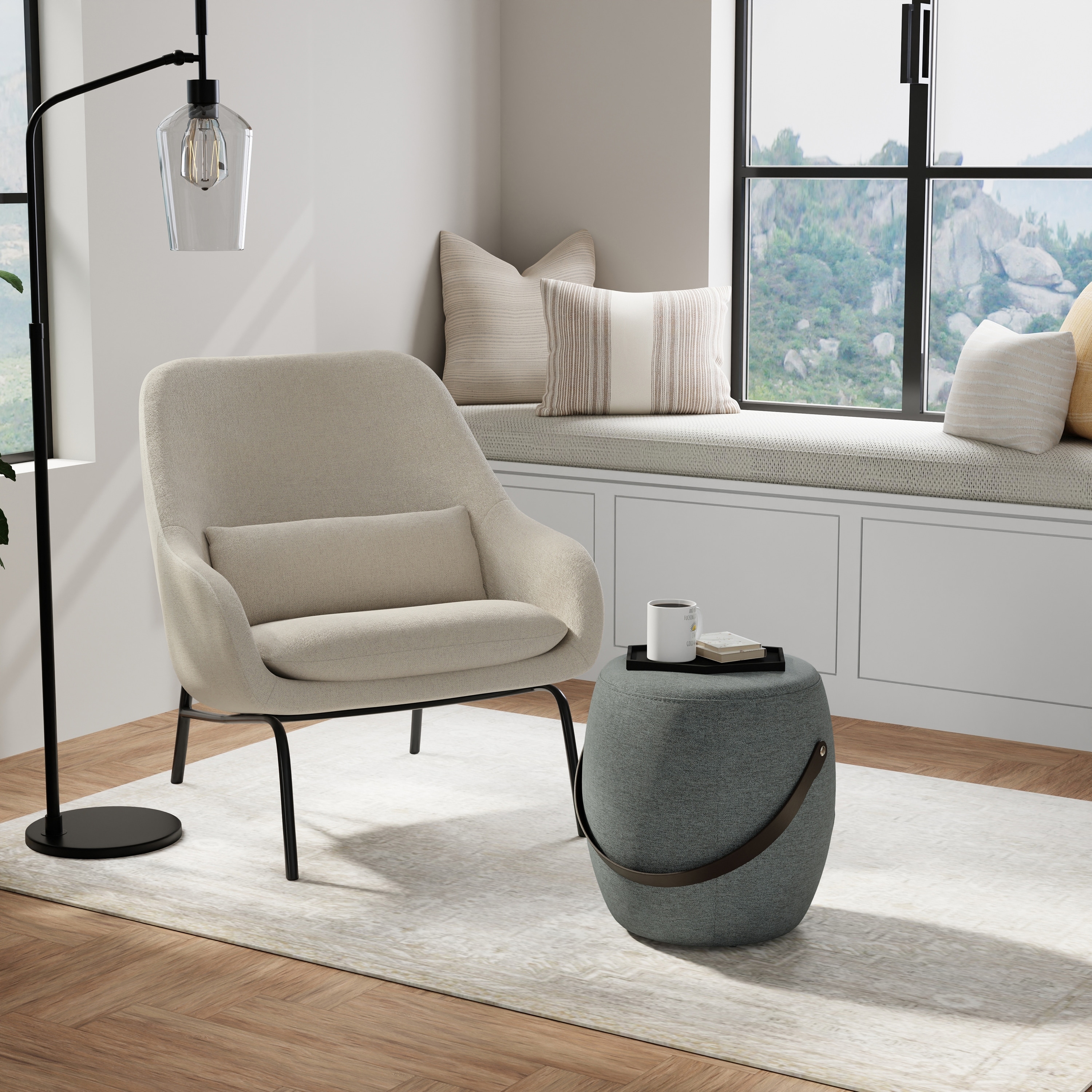 WYNDENHALL Canyon 16 inch Wide Contemporary Footstool