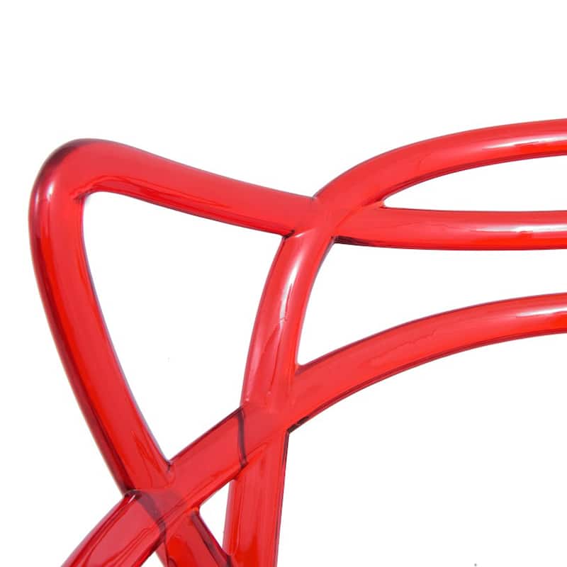LeisureMod Milan Modern Wire Design Chair, Set of 2 - Red - 23 x 32.5 x 17.5