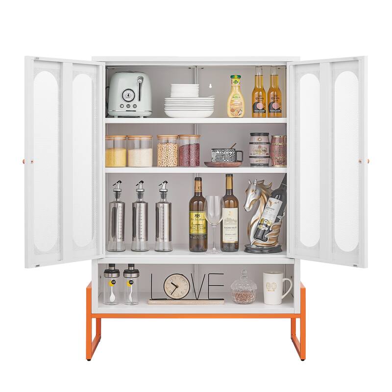 High Foot Double-Sided Mesh Door Shoe Cabinet With Movable Double-Layer Partitions And Hollow Base
