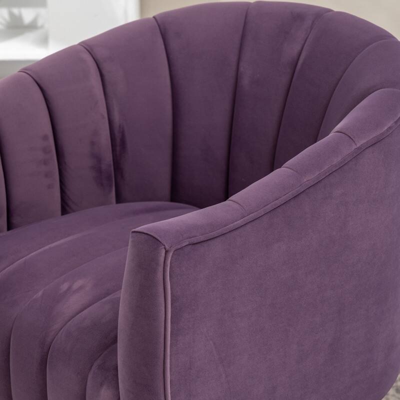 SEYNAR Modern Glam Velvet Upholstered Round 360 Degree Swivel Accent Barrel Chair Set of 2