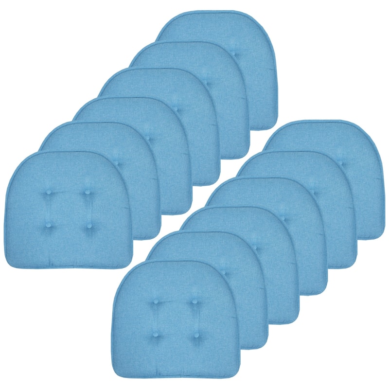 U-Shaped Memory Foam Chair Pad Pairs (Assorted Colors) - 16"x17" - Set of 12 - Turquoise