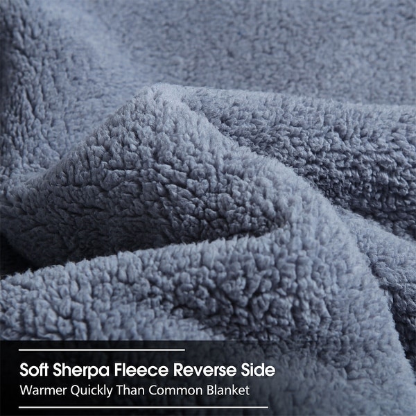 Heavy Thick Warm Sherpa Comforter Set Shams Queen Grey On Sale