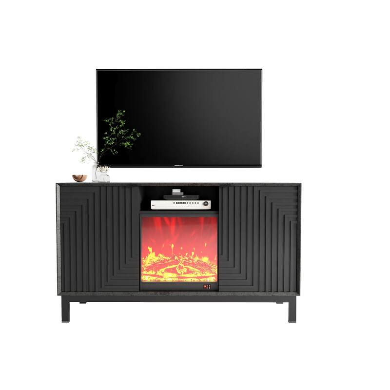 Mid Century Modern TV Stand with 2 Drawers, 2 Storage Cabinets and Cable Management for Living Room Bedroom