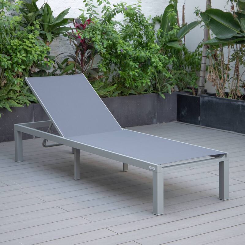 Aluminum Beach Pool Sun Lounge Chair Sling Mesh Fabric Reclining Stackable Lounger Chair