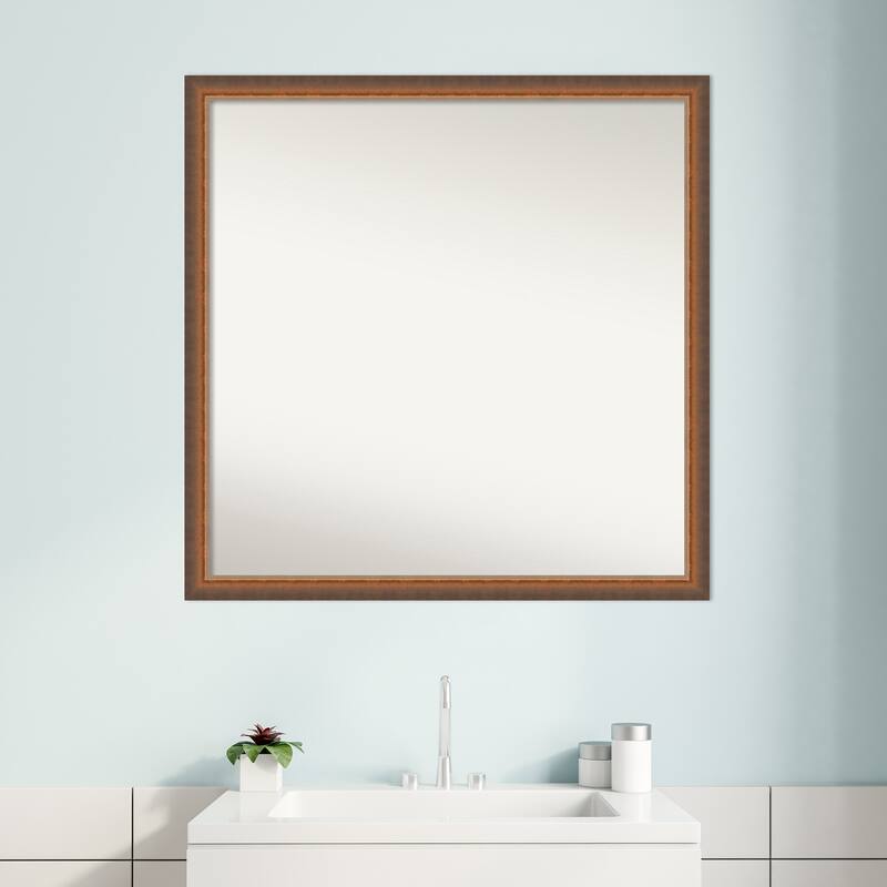 Two Tone Non-Beveled Wood Framed Bathroom Vanity Wall Mirror