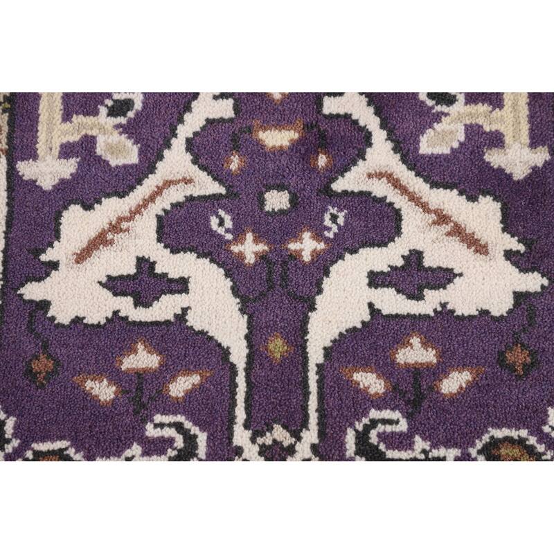 Purple & Ivory Oushak Oriental Runner Rug Hand-Knotted Wool Carpet - 2'6"x 9'9"