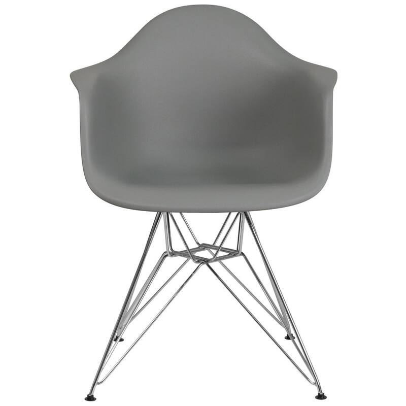 Plastic Chair with Arms and Chrome Base