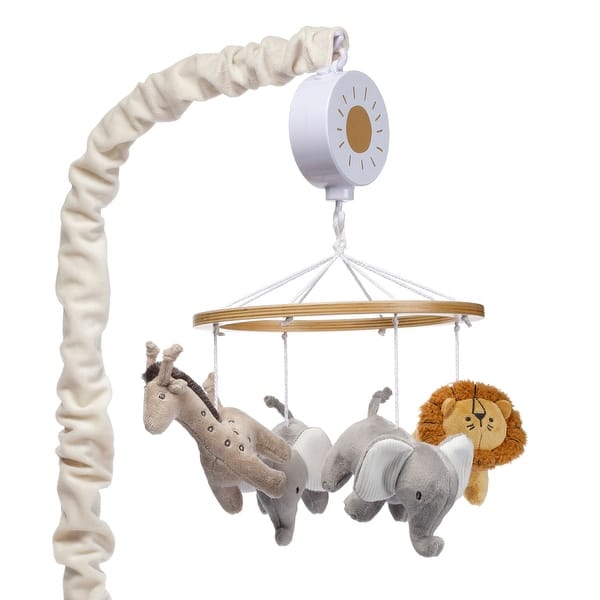 slide 2 of 7, Lambs & Ivy Jungle Adventure Elephant/Lion Musical Baby Crib Mobile Soother Toy