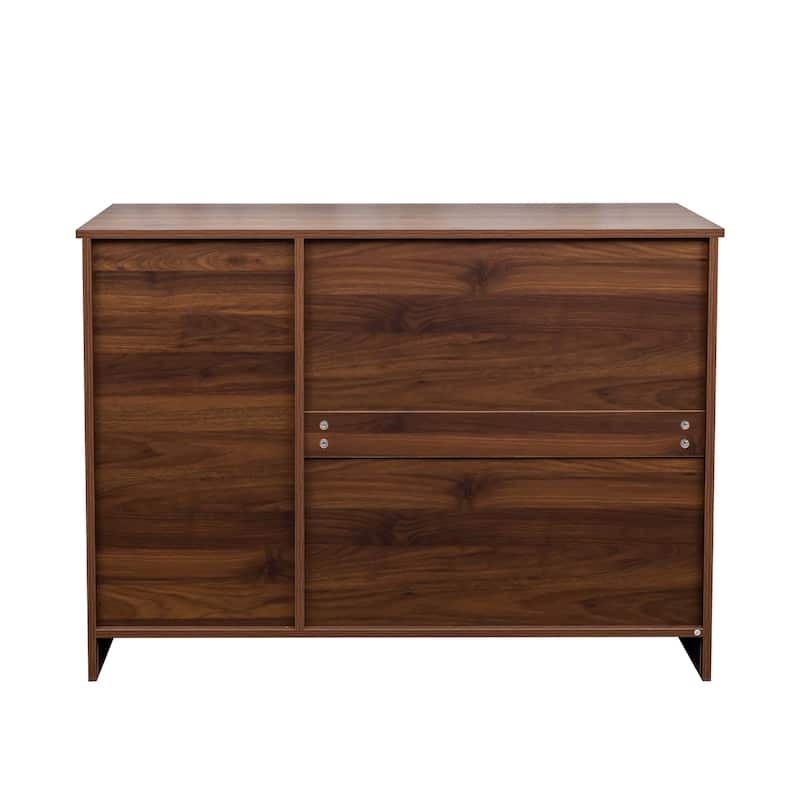 Wood Sideboard Cabinet with 2 Doors, Coffee Bar Cabinet with 2 Drawers, Kitchen Storage Cabinet with Movable Shelves