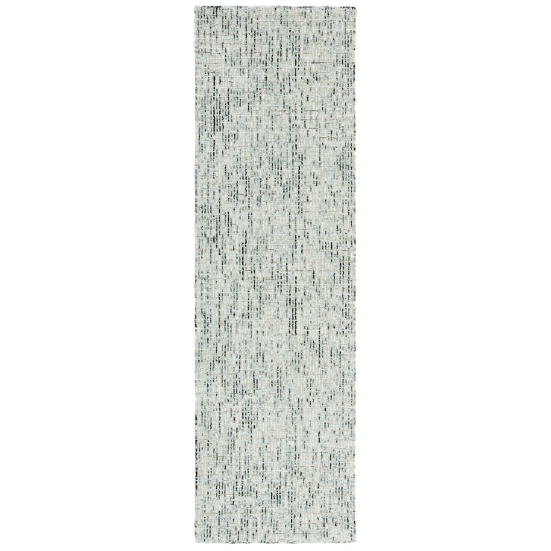 SAFAVIEH Handmade Abstract Lottie Modern Wool Rug - 2'3" x 8' Runner - Green/Ivory - Runner