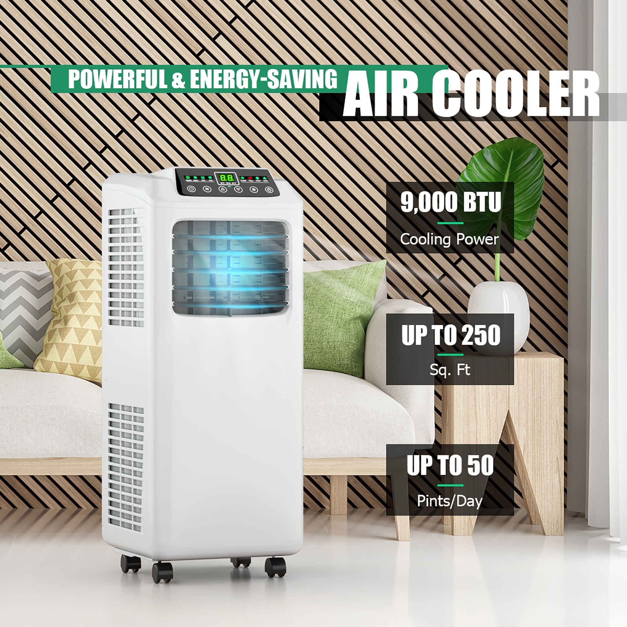 Costway 6500 BTU (9000 BTU ASHRAE) Air Cooler 3 in 1 Portable Air