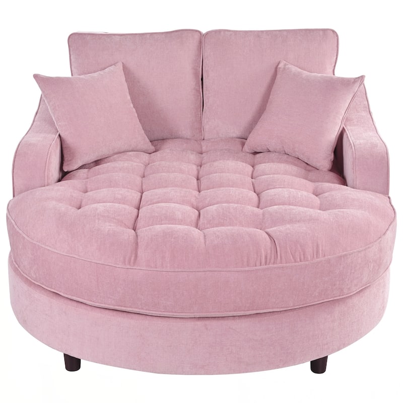 55" Modern Chaise Lounge Sofa Bed Upholstered Sofa Couch with Seat and Detachable Pillows for Living Room