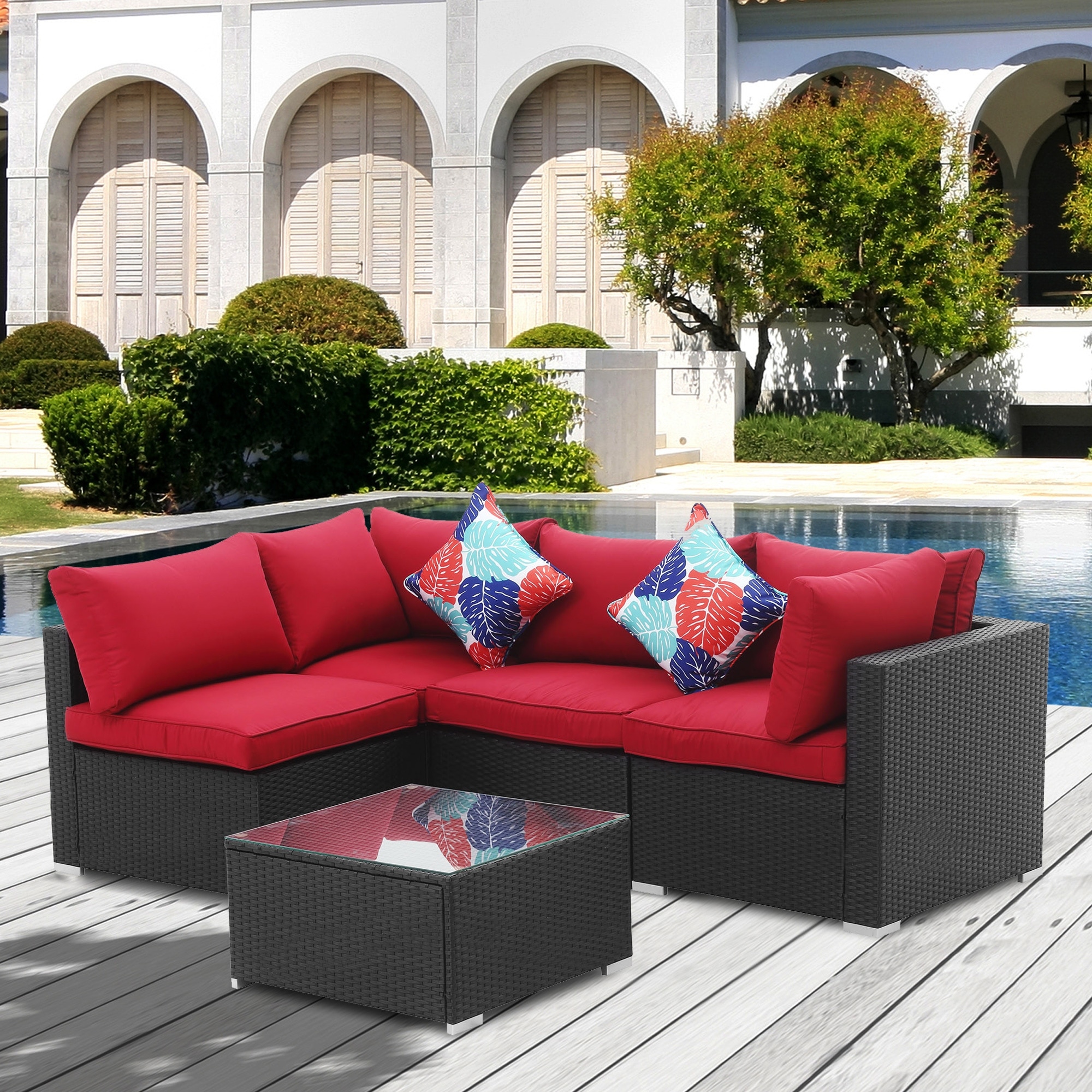 outdoor patio sectional sofa set wicker sofa 5pcs - on sale