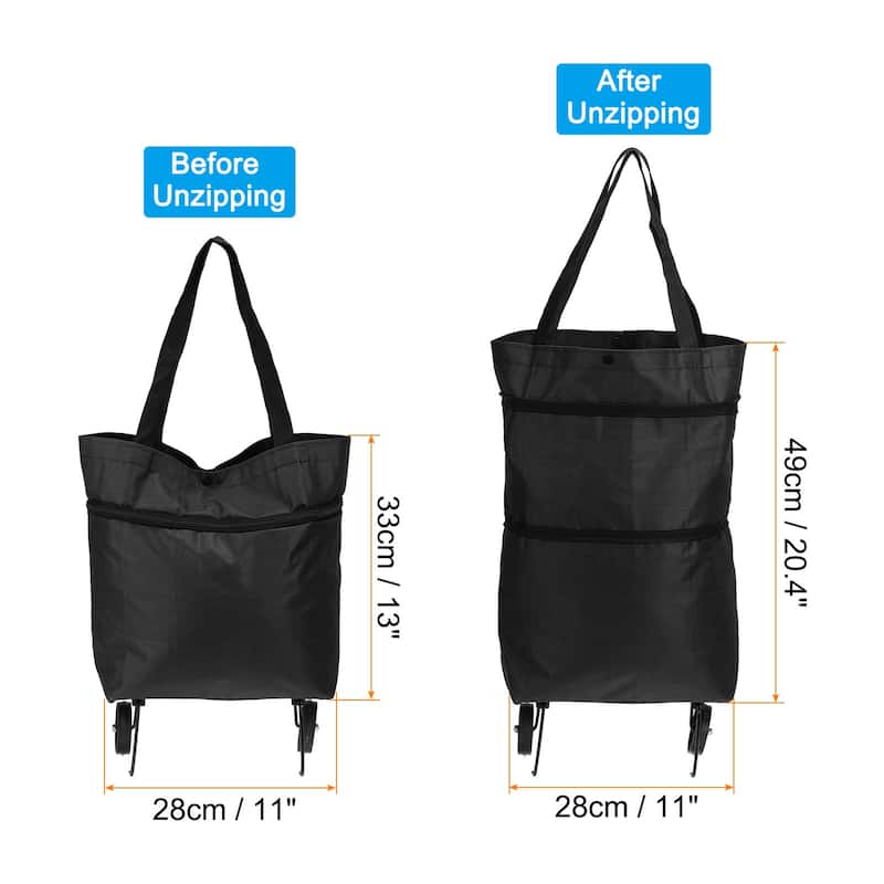 Foldable Shopping Bag with Wheels Portable Collapsible Trolley Bags