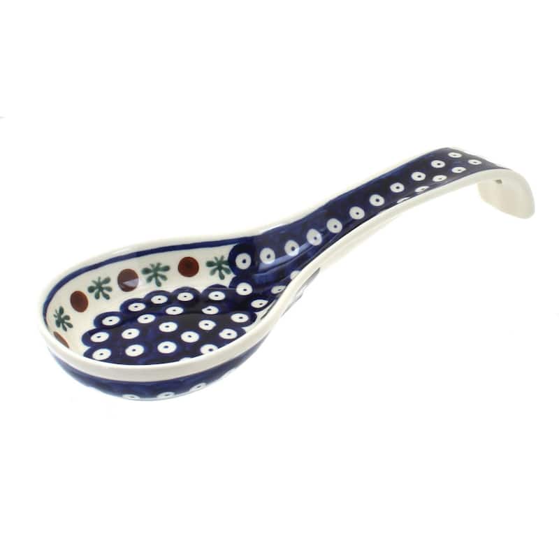 Blue Rose Polish Pottery 1178 Zaklady Large Spoon Rest