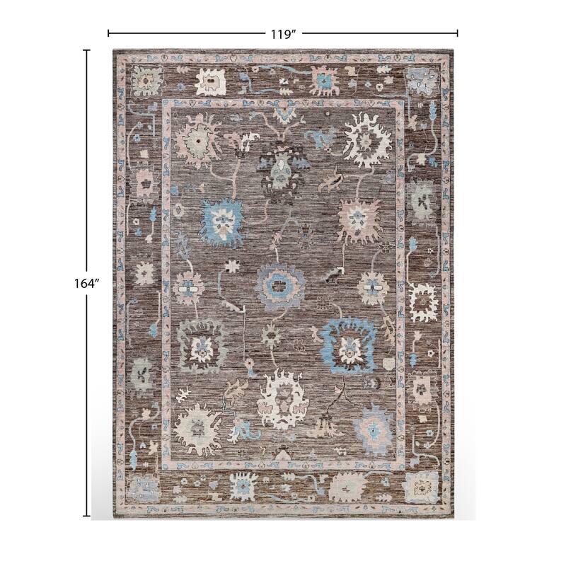 Oushak One-of-a-Kind Hand-Knotted Area Rug - Brown - 9' 11" x 13' 8"