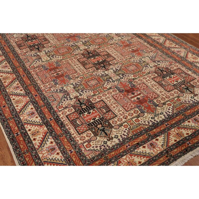 Geometric Anatolian Oriental Vintage Area Rug Hand-Knotted Wool Carpet - 6'9" X 10'0"