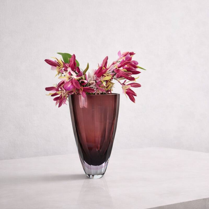 Plum 11" Minimalist Heavy Glass Cylinder Vase for Modern Home Decor