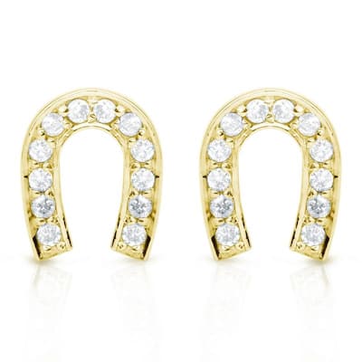 Auriya 1/10 to 1/3ctw Lucky Horseshoe Diamond Earrings 10k Gold (H-I, I1-I2)