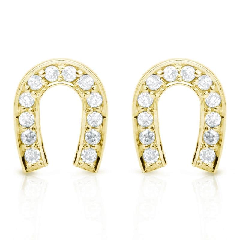 Auriya 1/10 to 1/3ctw Lucky Horseshoe Diamond Earrings 10k Gold (H-I, I1-I2)