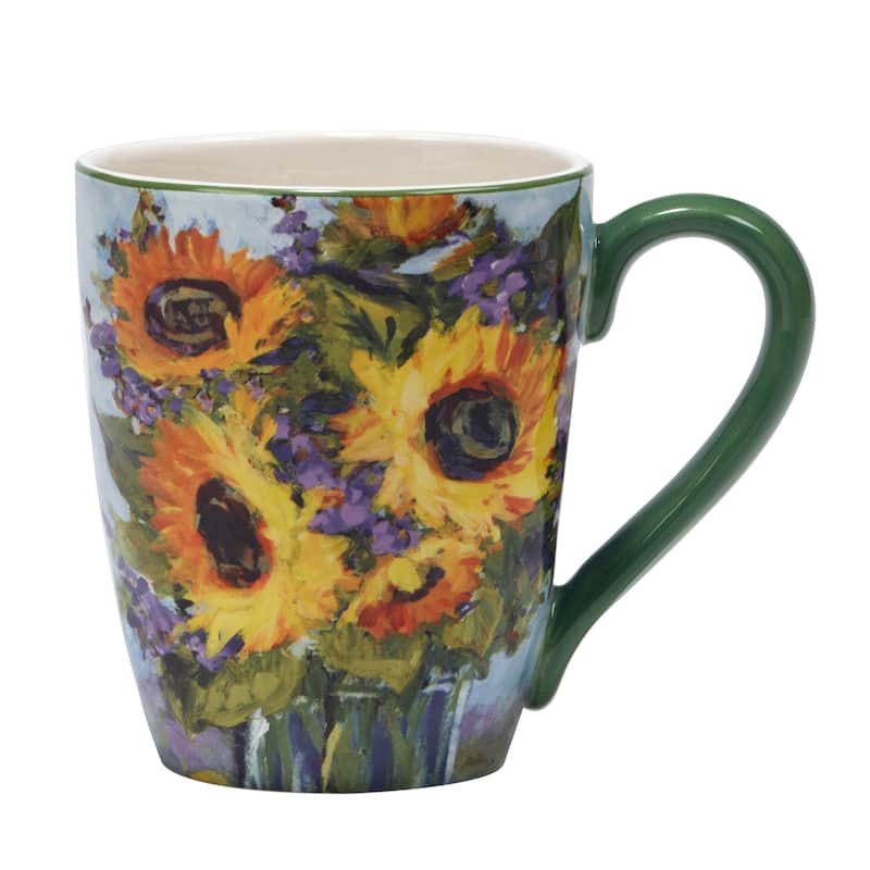 Certified International Sunflower Bouquet 20 oz. Mugs, Set of 4 Assorted Designs