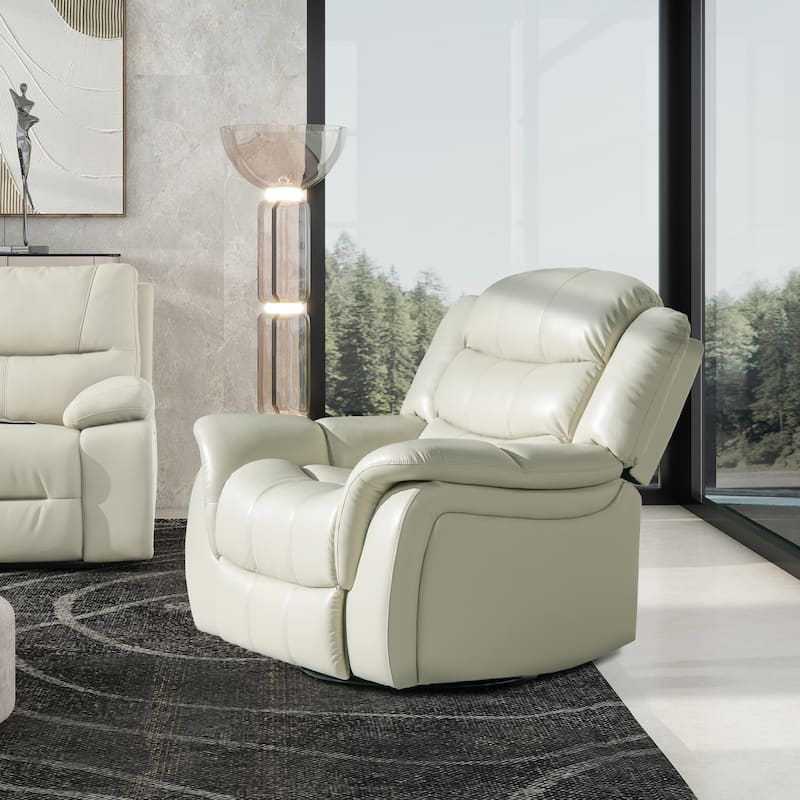 Rover 41.5" Faux Leather Manual Swivel Glider Recliner