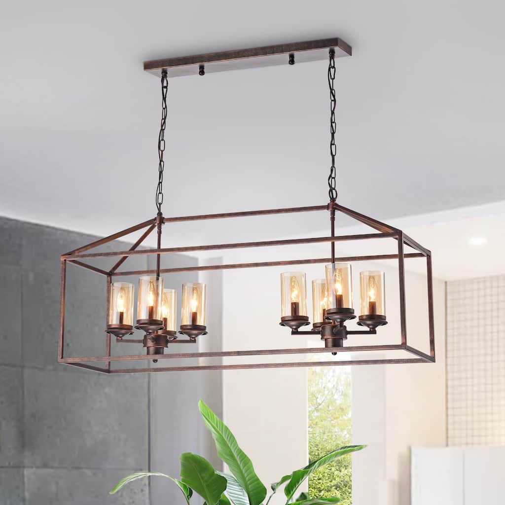 Modern 8-Light Chandelier with Glass Shades