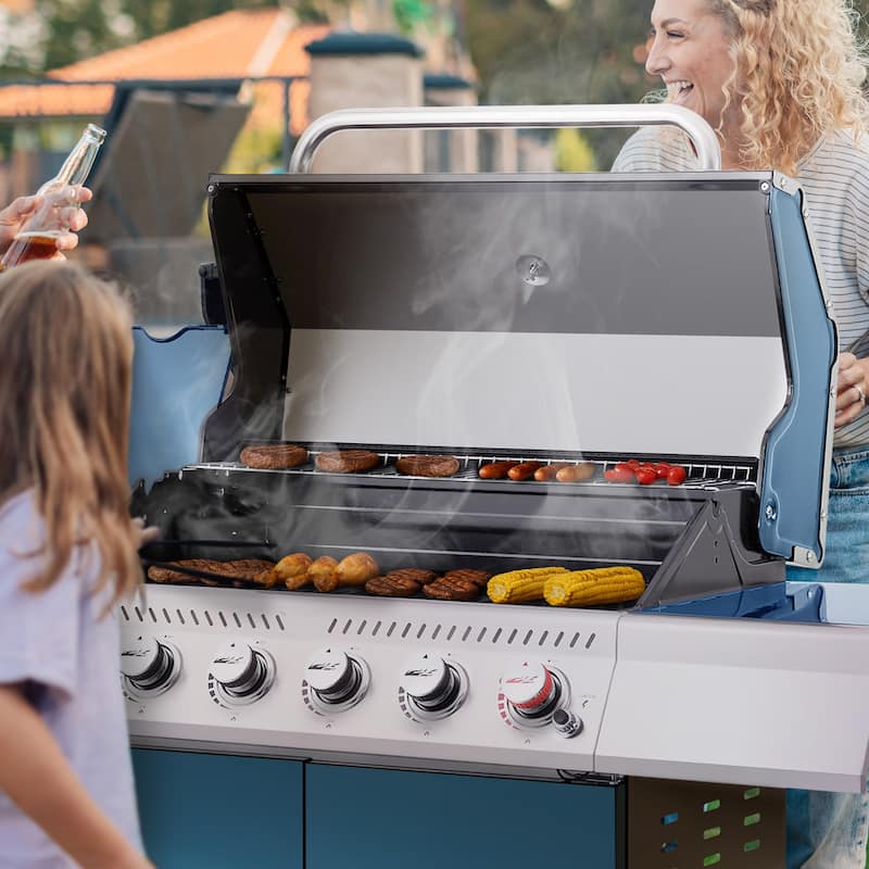 Royal Gourmet 6-Burner Gas Grill with Sear Burner and Side Burner - Blue