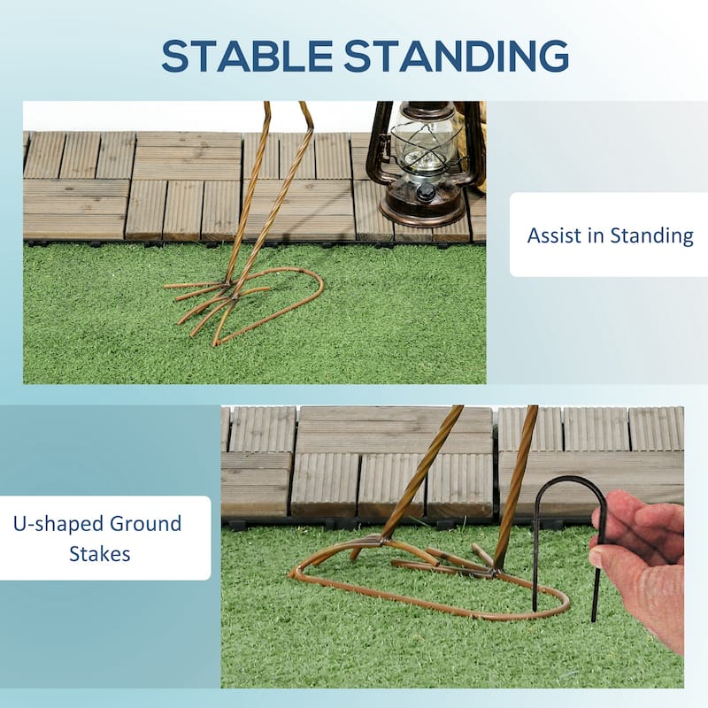 Outsunny Heron Garden Statues, 29" & 27.5" Standing Bird Sculptures, Metal Yard Art Decor for Lawn, Patio, Backyard