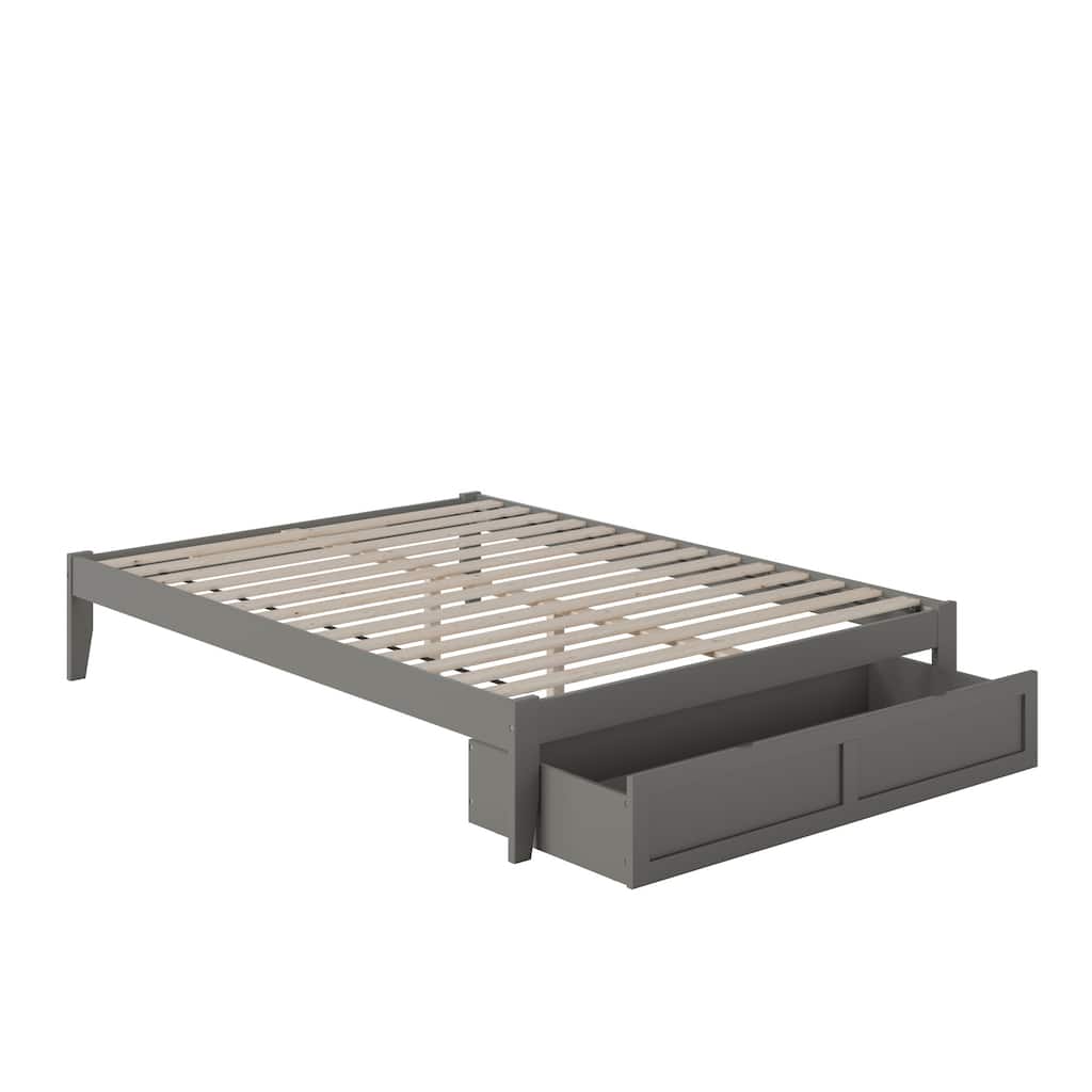Colorado Queen Platform Bed with Foot of Bed Storage Drawer in Grey