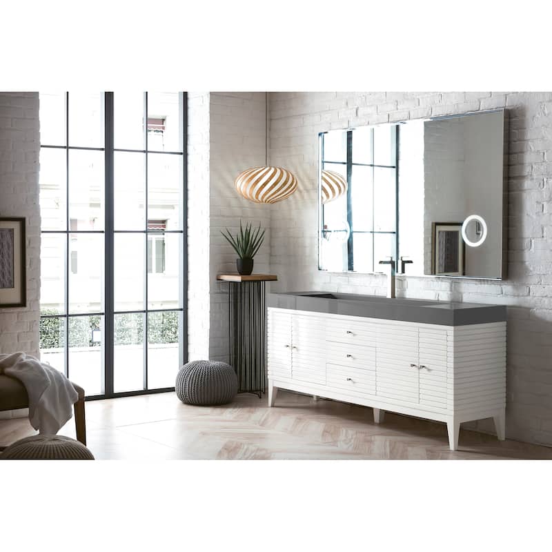 James Martin Vanities Linear 72" Single Vanity, Glossy White