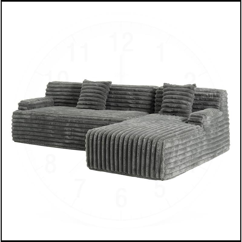110" Cloud Sectional Sofa Upholstered Free-combined