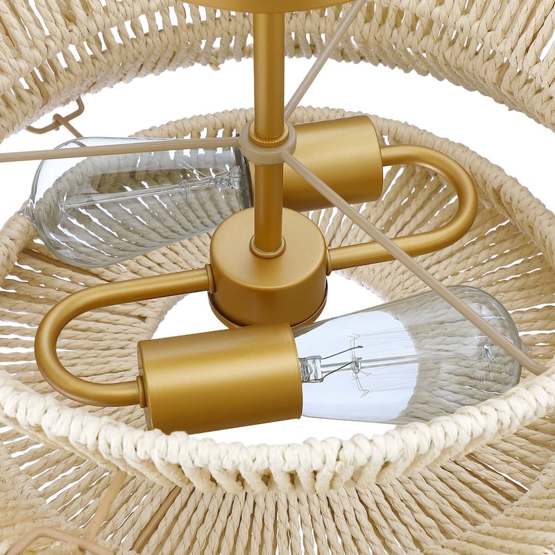 Silvia 2-Light Bohemian Woven Rope Semi-Flush Mount Ceiling Light - 16 in. W
