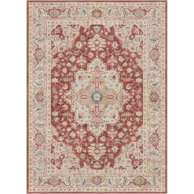 Well Woven Apollo Summit Medallion Orinetal Low Pile Easy Clean Rug