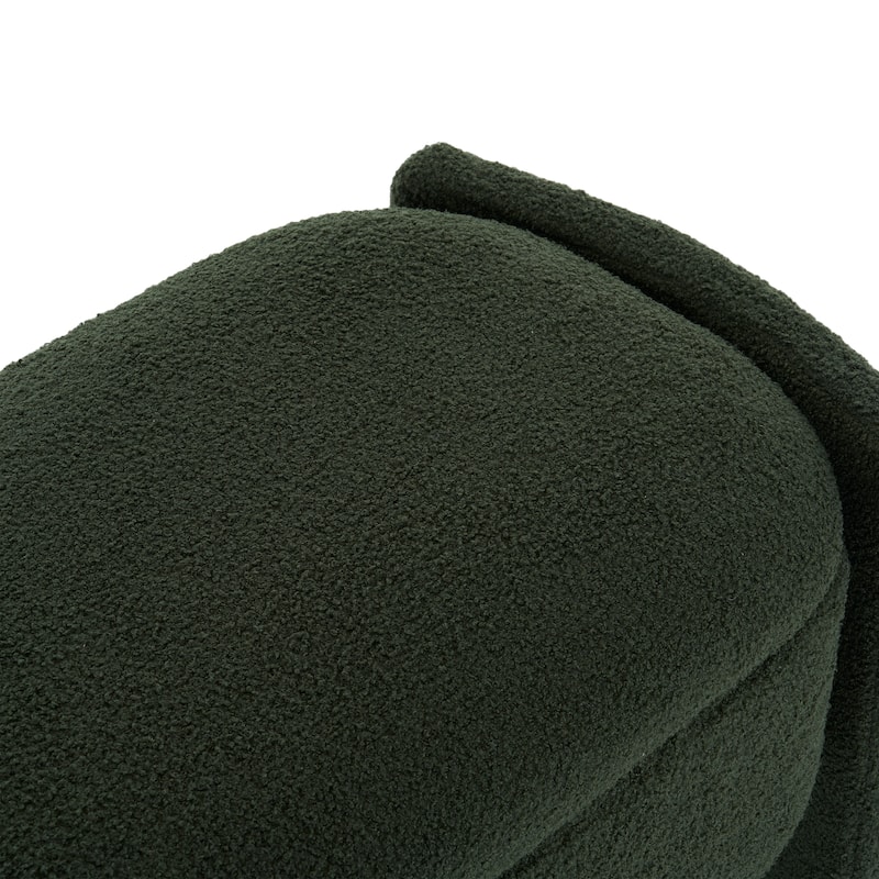 Boucle Storage Ottoman Bench, Oval Upholstered Storage Bench, Entryway Bench with Hidden Storage Space & Safety Hinge