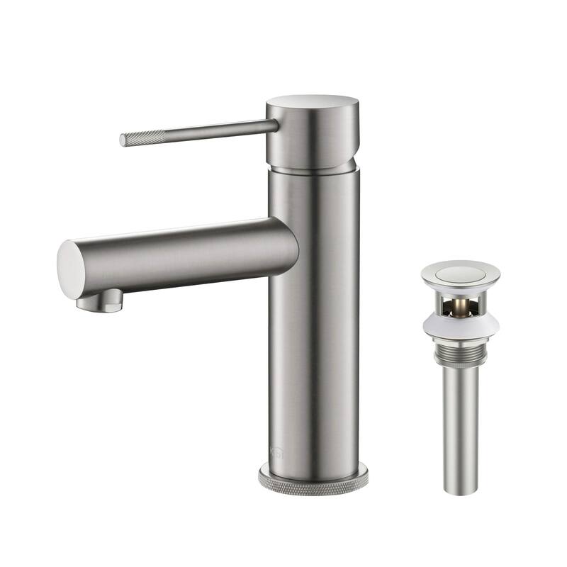 Luxury Single Hole Bathroom Faucet - Brushed Nickel w/ overflow pop up drain