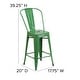 preview thumbnail 82 of 97, 24'' High Metal Indoor-Outdoor Counter Height Stool with Back