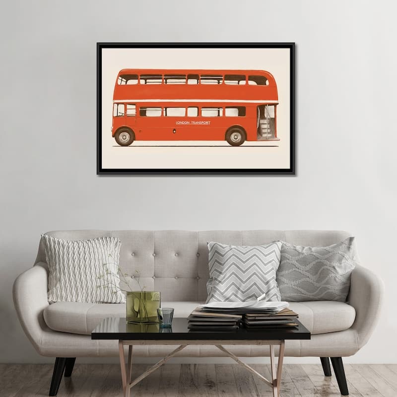 iCanvas "English Bus (London Transport Double-Decker)" by Florent Bodart Framed