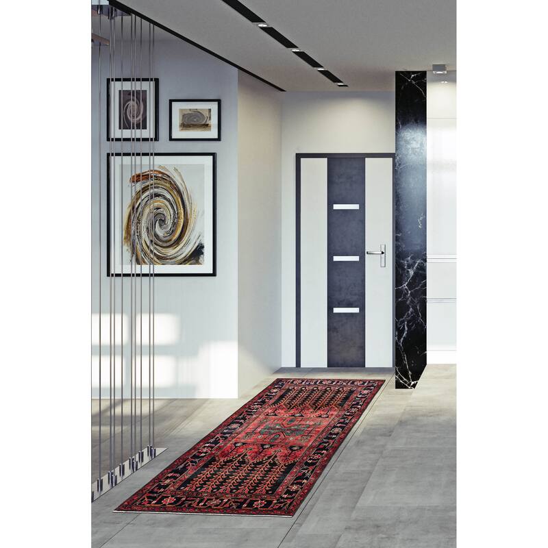 ECARPETGALLERY Hand-knotted Konya Anatolian Black, Red Wool Rug - 4'10 x 10'4