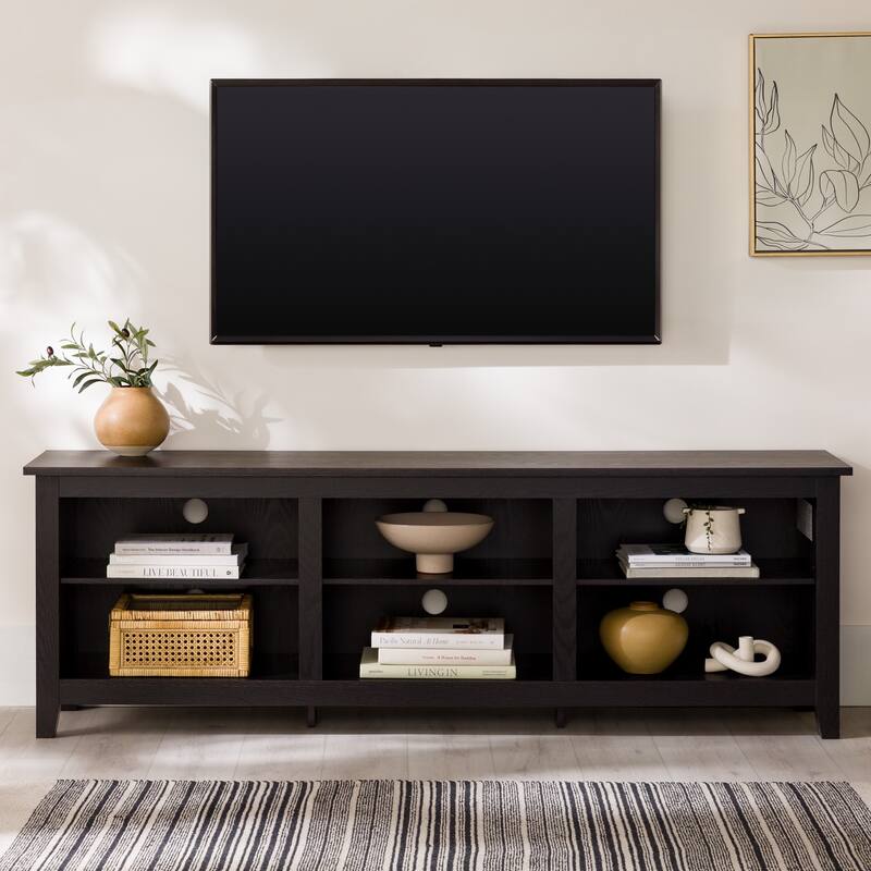 Modern 3-Shelf Open Storage TV Stand Suitable for Different Corners - Black