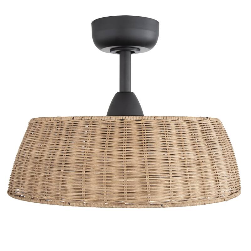 20-IN 3-Blade Rattan Caged Ceiling Fan with Dimmable LED Light and Remote