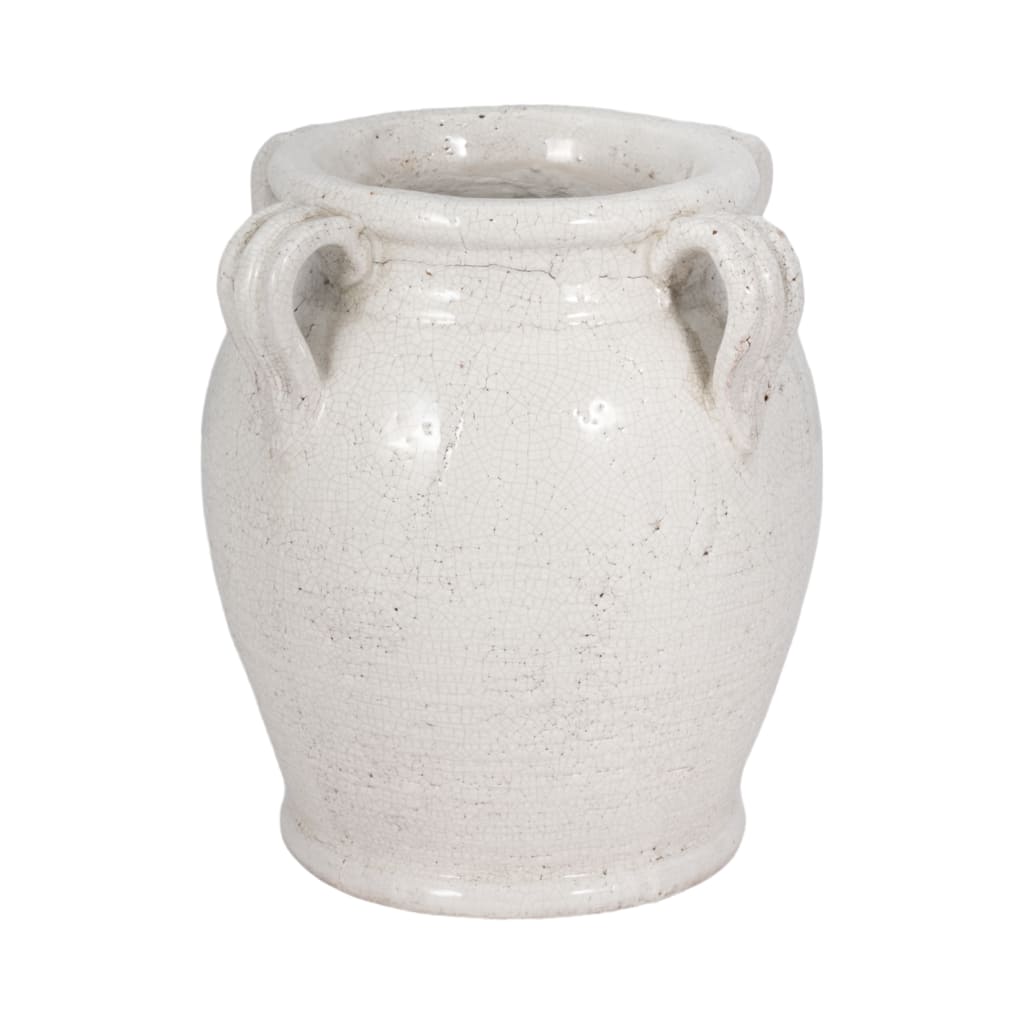 Terracotta Table Vase with Weathered Finish and Handles for Home Decor
