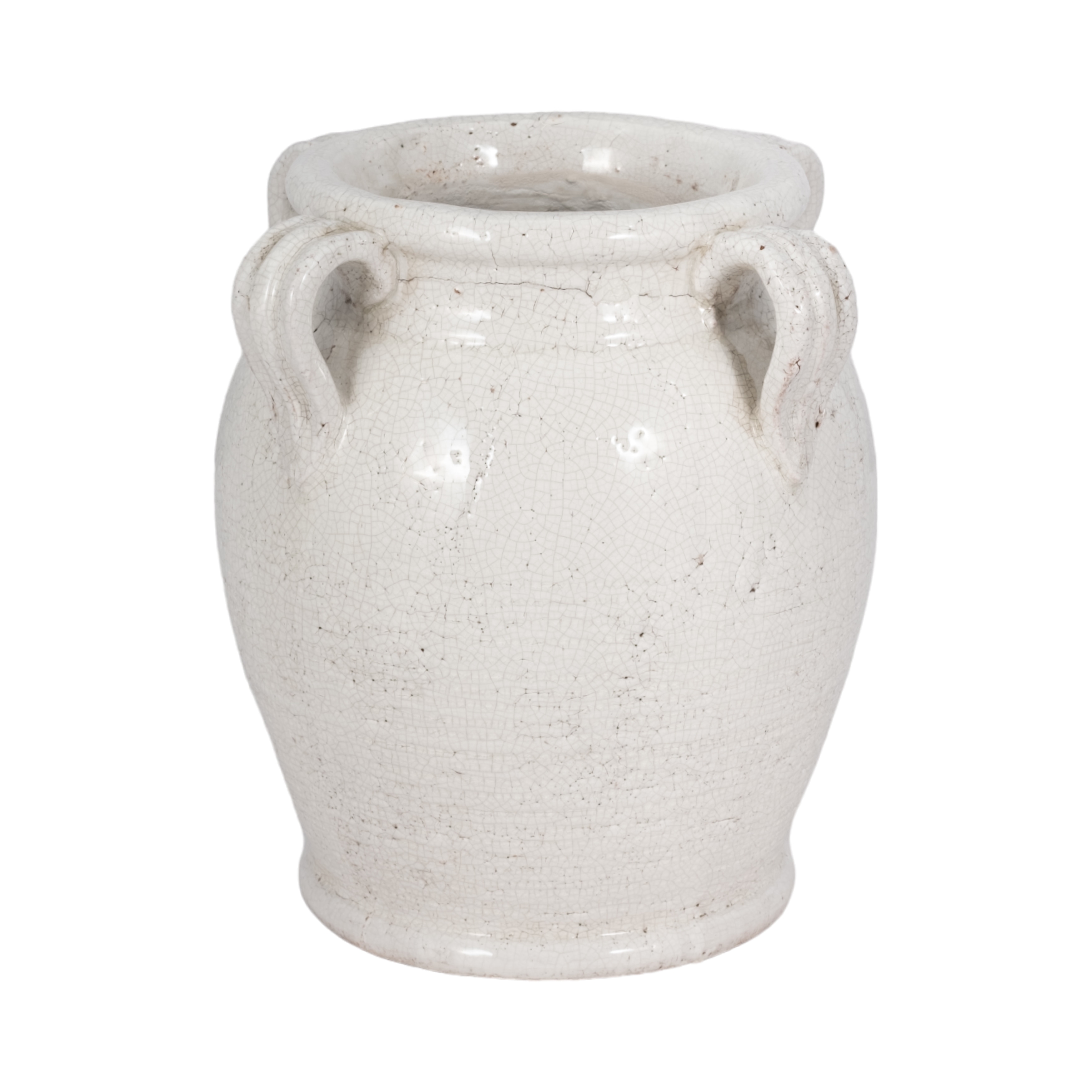 Terracotta Table Vase with Weathered Finish and Handles for Home Decor