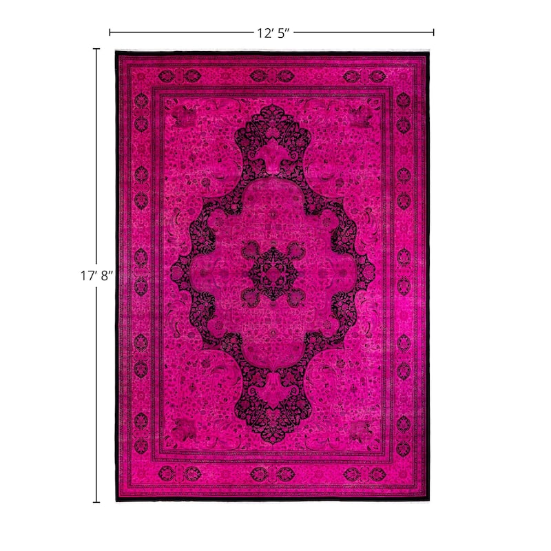 Overdyed, One-of-a-Kind Hand-Knotted Area Rug - Pink - 12' 5" x 17' 8"