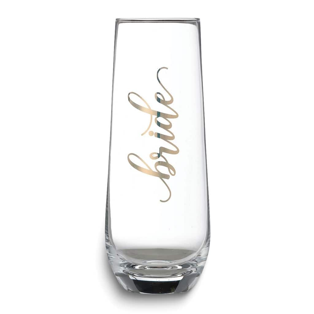 Curata Lillian Rose Gold-Tone Bride Stemless Champagne Glass
