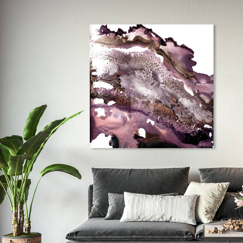 Wynwood Studio Abstract Glitter Bang II Purple and Modern & Contemporary Wall Art Canvas Print - 40 x 40