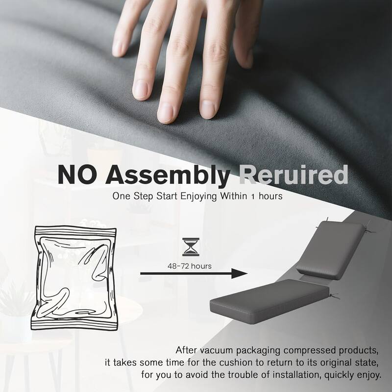 AECOJOY Chaise Lounge Cushions Outdoor Set of 2, Patio Lounge Chair Cushion for Outdoor Furniture