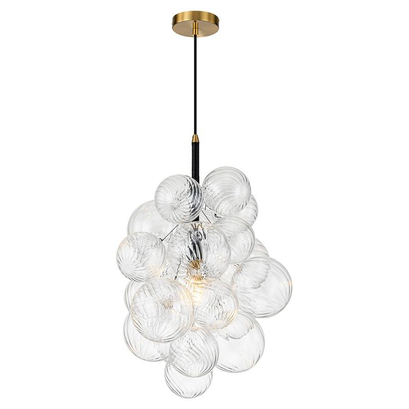 1-Light Modern Glam Sputnik Cluster Swirled Glass Globe Bubble Chandelier for Living/ Dining Room