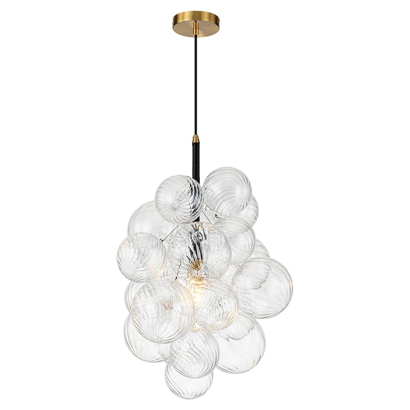 1-Light Modern Cluster Twisted Swirled Clear Glass Globe Bubble Chandelier with 1 Bulb Included